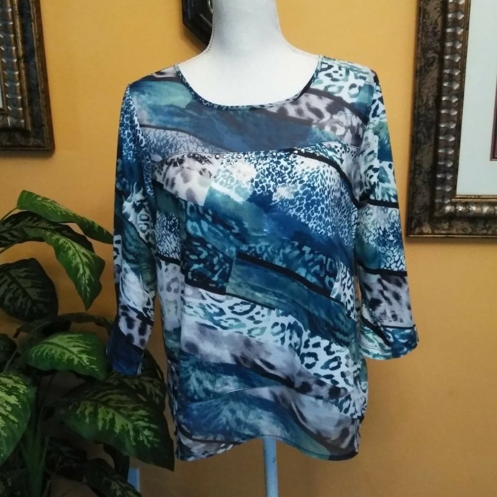 Alfred Dunner Semi Sheer Beaded Blouse